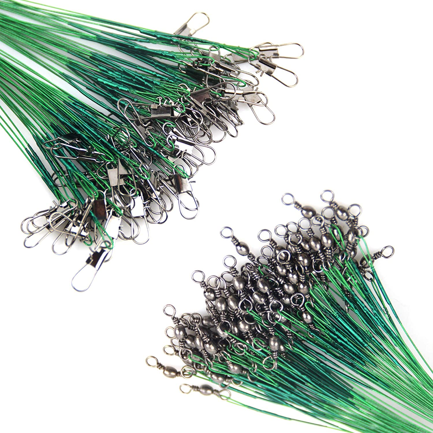 Yitaocity 60Pcs 3 Size Fishing Wire Leaders Nylon-Coated Fishing Line Wire Leaders with Swivels and Snaps Kits Connect Tackle Lures Rig image number 2