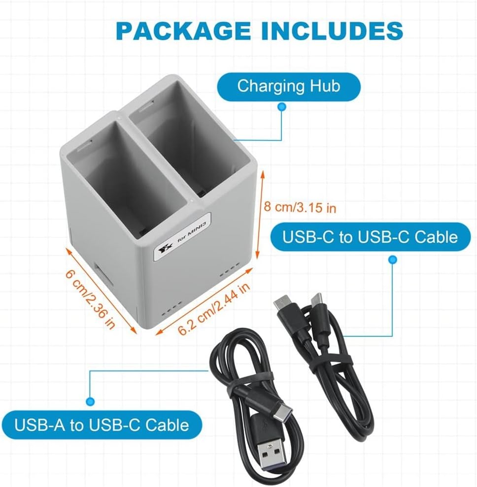 USB QC 3.0 Charging Hub for DJI Mini 3 Pro, Mini 3 Pro Accessories Two Way Fast Charging Battery Charger Compatible with DJI Mavic Mini 3 Pro image number 6