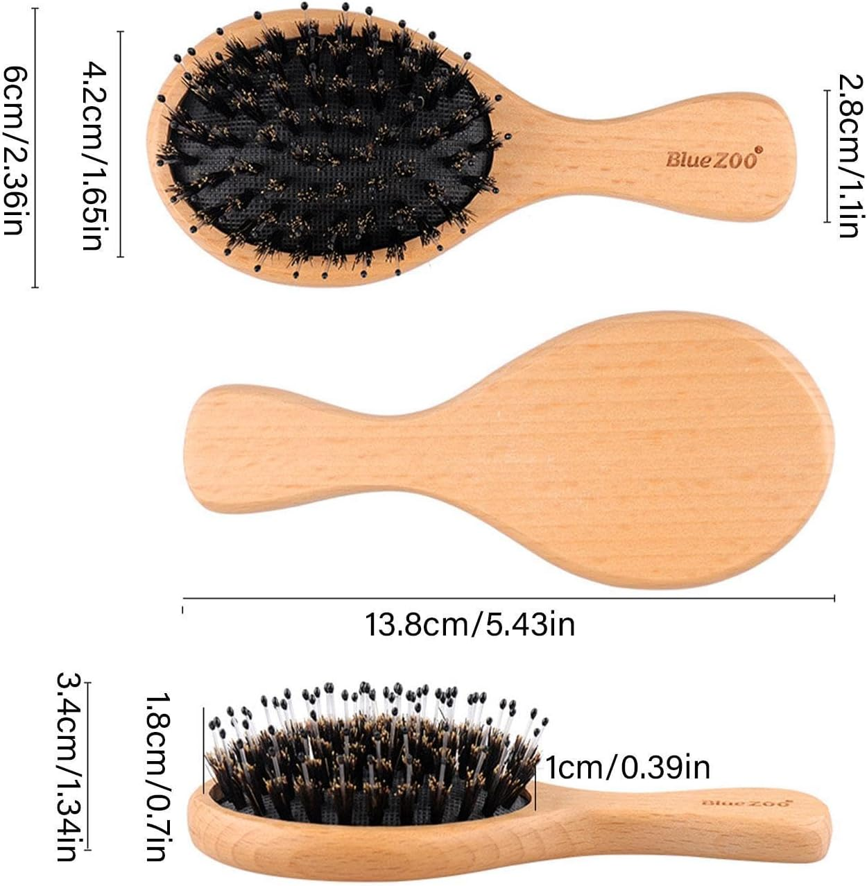 Wiroouia Fine Hair Brush for Women - Flyaway Hair Frizz Reduce Comb Boar Bristle with Massage Brush Wooden Handle | Personal Hairstyle Grooming Accessories for Hotel, Daily, School, Traveling image number 6