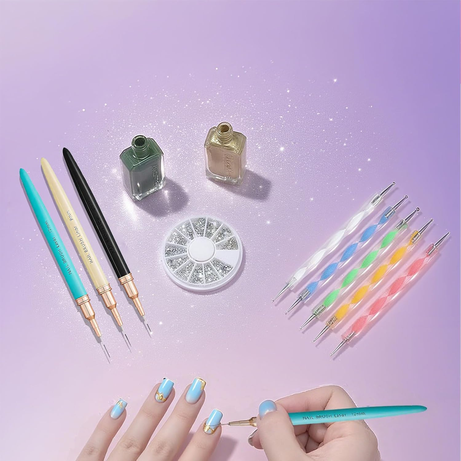 8 Pcs Nail Art Brushes，Nail Art Brushes，Nail Art Tools，Suitable for Salon and Home Diy Nail Art image number 6