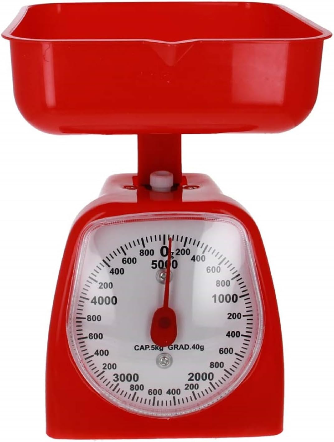 Utoolmart ABS Red Machine Double Scale Range 5000G Removeable Bowl Tare Functionality for Weighing Kitchen Food Feed Fruit 1Pcs image number 2