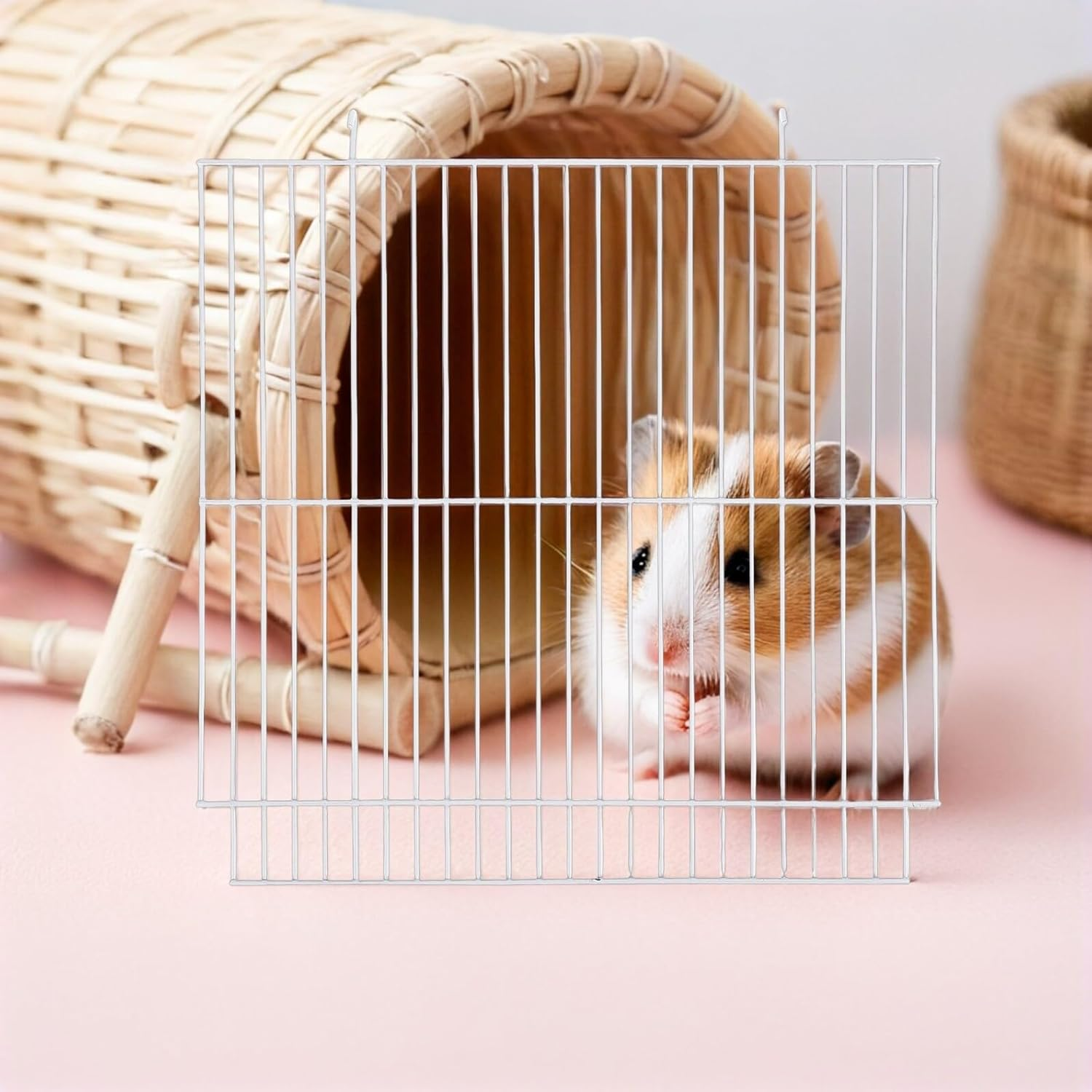 CATIEBYE 2Pcs Iron Net Pet Divider Panel for Small Animals Golden Hamster Cage Partition with Reinforced Mesh Versatile Dog Crate Separator for Rabbits Cats Parrots and Squirrels image number 6