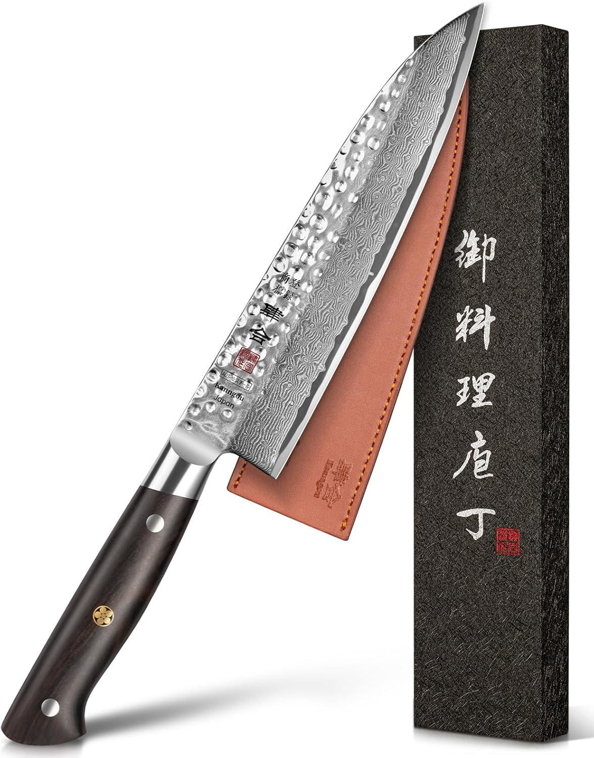 8.27 Inch Damascus Knife Japanese Chef Knife, AUS-10 Core 67 Layers Damascus Steel Gyuto Knife with Full-Tang Ebony Wood Handle, Professional Chef Knife with Premium Gift Box image number 3