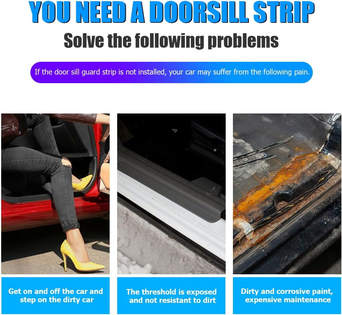 AUCELI 4PCS Car Door Sill Protector and 1PCS Rear Bumper Guard, Carbon Fiber Anti-Scratch Cover Strips, Trunk Door Entry Edge Protection Sticker, Auto Accessories Universal for Most Vehicles image number 5