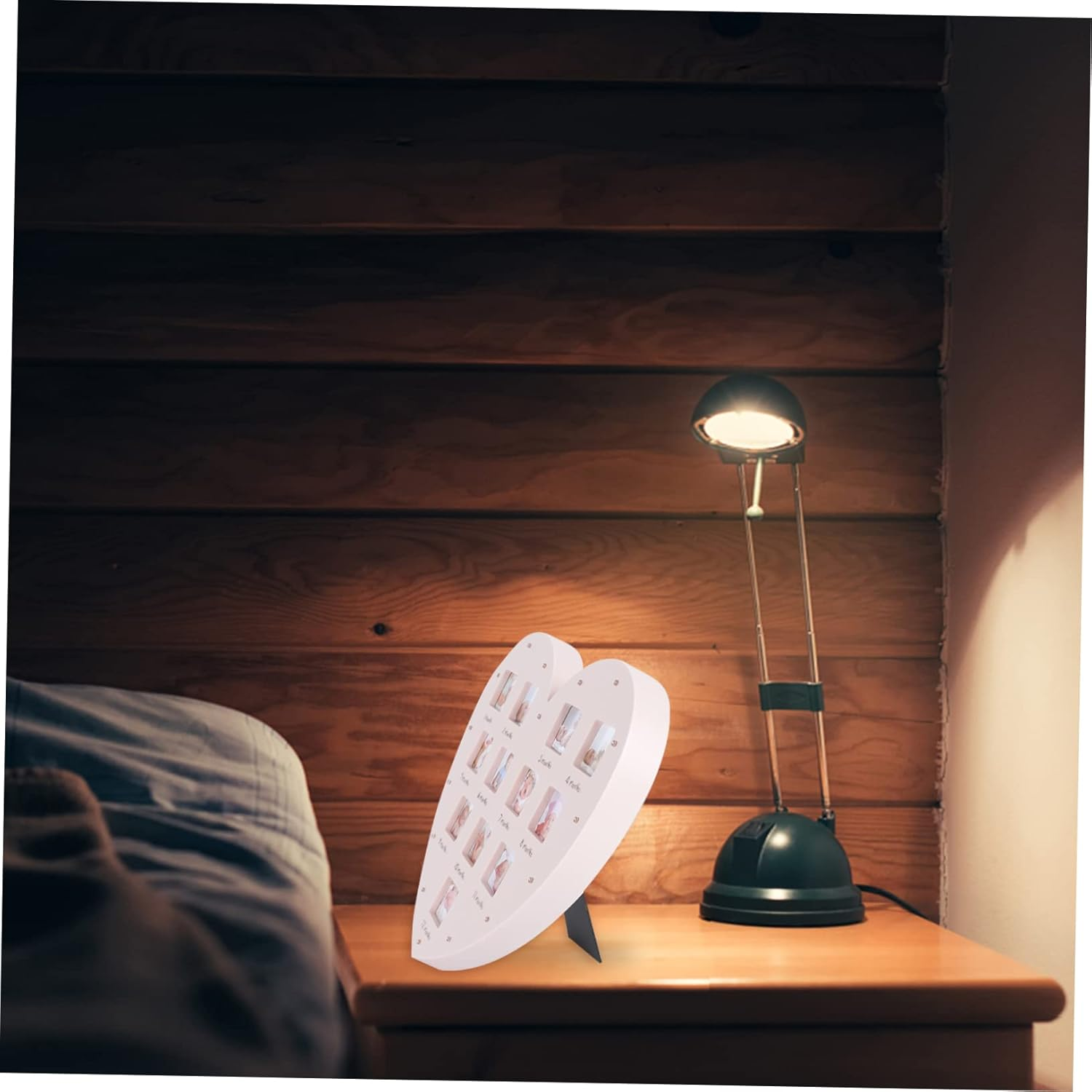 Growth Record Photo Frame Heart Shape Light for Nursery Decor Picture Frame Light for Desktop Ornament for Month Growth image number 6
