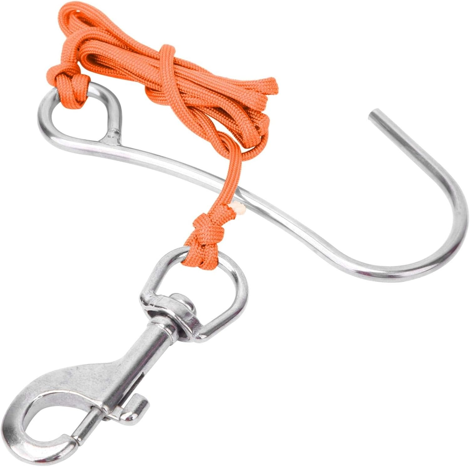 Single Reefs Hook, Scuba Reefs Hook Line Snare Drift Diving Hook Scuba Hanger Supplies Stainless Steel Clip Equipment with Quick Release Buckle and Dive Spring Coil