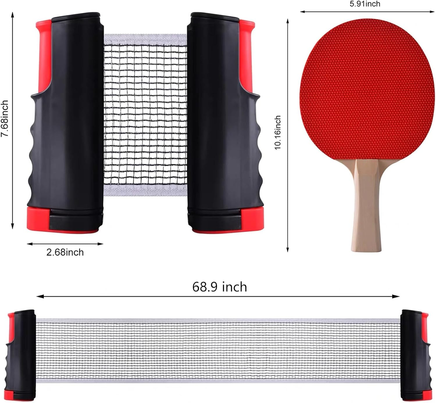 MYLEUS Portable Ping Pong Set with Retractable Net, 2 Paddles, 6 Balls, Storage Mesh Bag - Indoor/Outdoor Table Tennis Kit image number 6