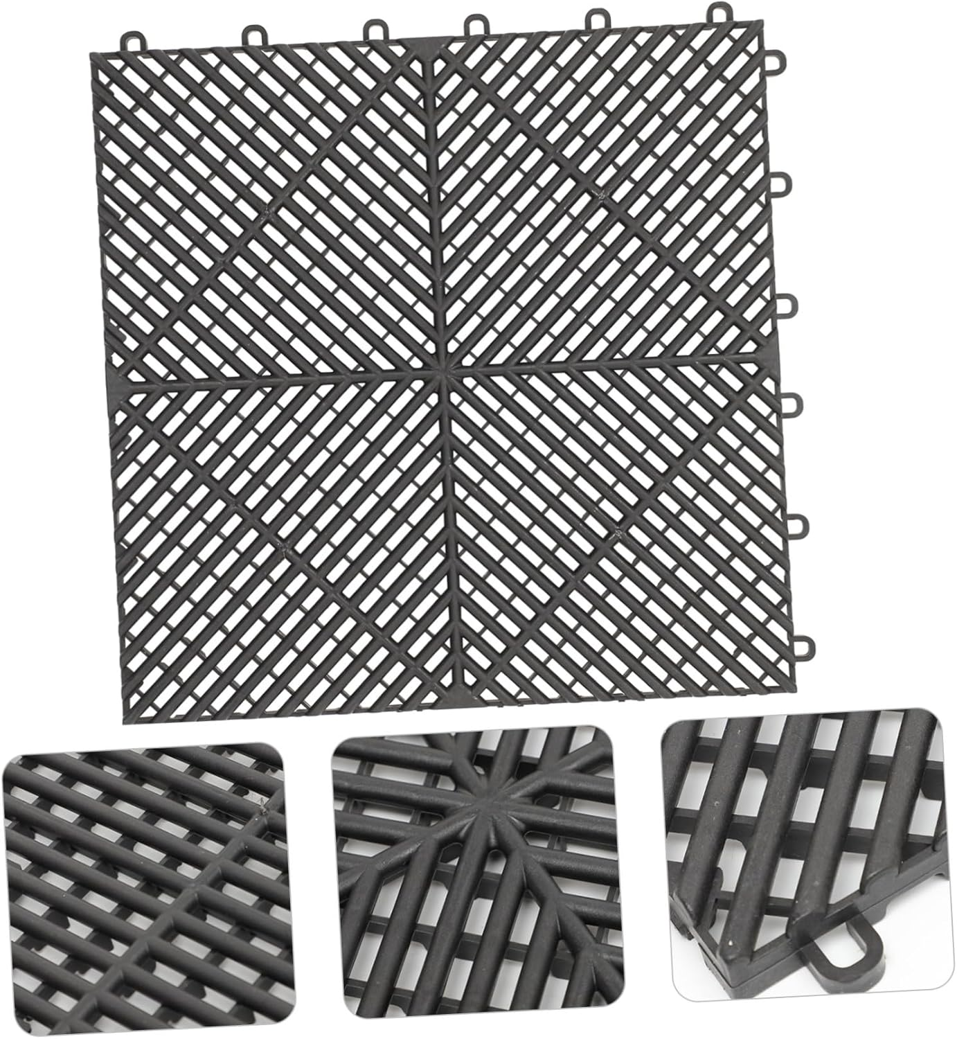 STOBAZA 2Pcs Non-Slip Modular Car Wash Floor Tile Mats with Large Drainage Thickened Interlocking Tiles for Pool Shower Bathroom and Outdoor Use image number 1