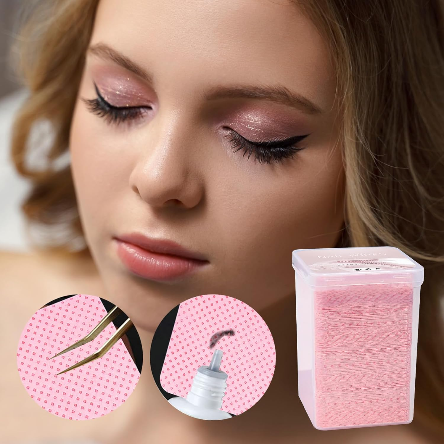 Vgvgaj 200 Pieces Lint Nail Wipes Eyelash Extension Glue Wipes Non Woven Fabric Nail Cleaning Pads Soft and Gentle Lint Pad for Gel Nails for Women image number 3