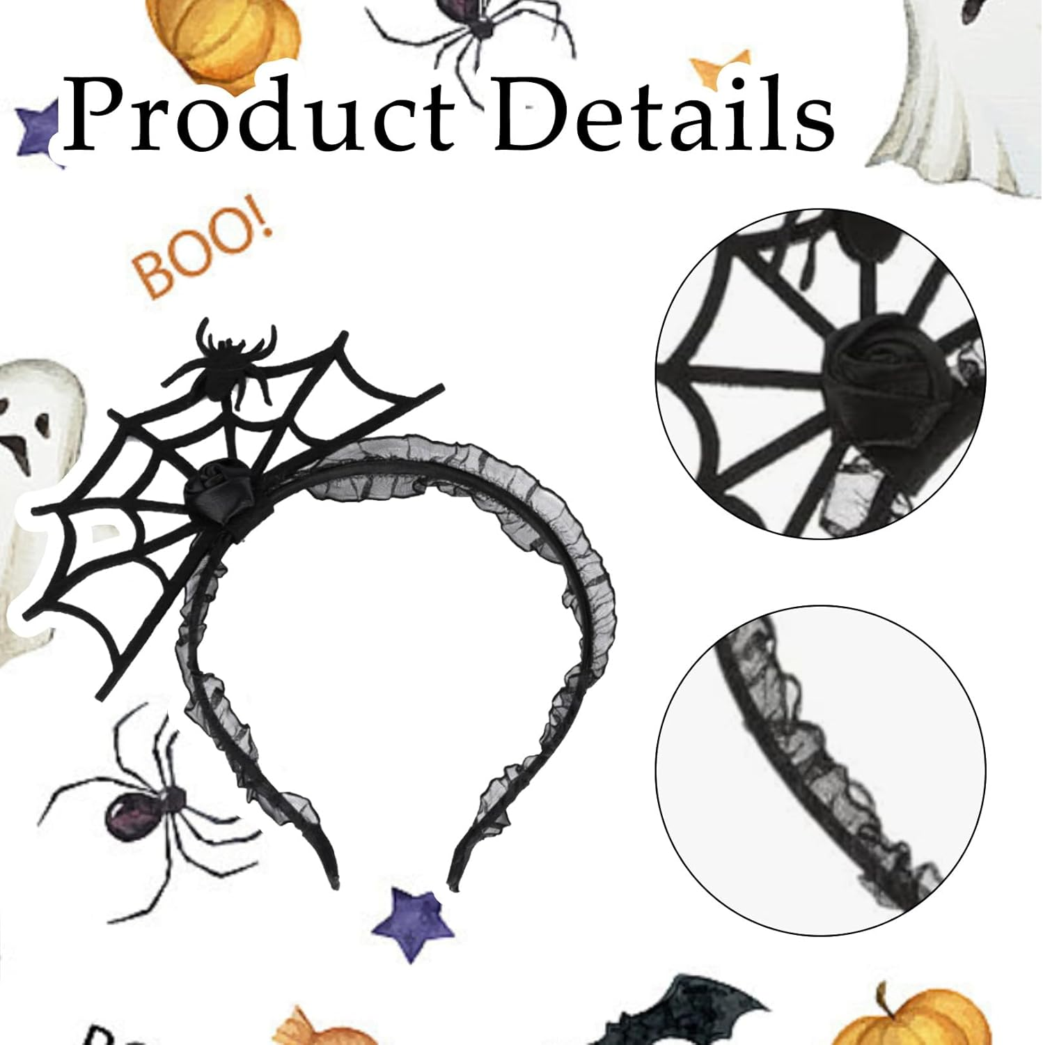 Riewy 1 Piece Spider Web Halloween Headband, Spider Web Headband Halloween Accessories Women'S Hair Accessories Headdress Headband for Halloween Costume Women'S Witch Cosplay Gothic Sexy Hair image number 6