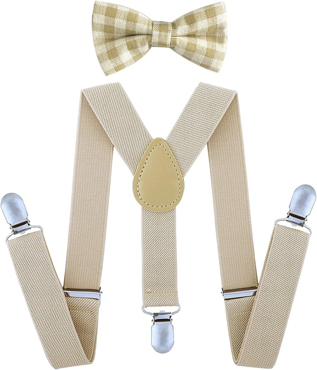 CENZICOM Kids Clip-On Suspenders Elastic Y-Shape Adjustable and Bow Tie Set for Christmas Party Costume Dress