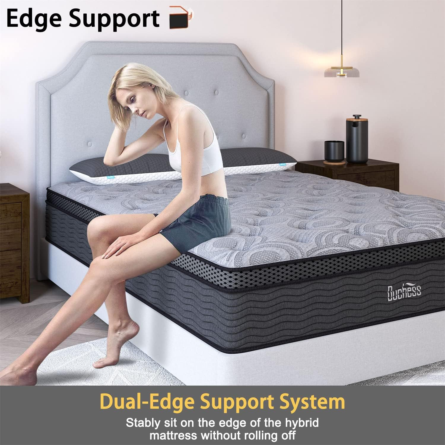 Duchess Hybrid Mattress Gel Memory Foam and Pocket Springs for Pressure Point Relief, High Density Layer for Medium Firm Feel Experience Deluxe Sleep Comfort (Euro Top-26Cm, Queen) image number 6