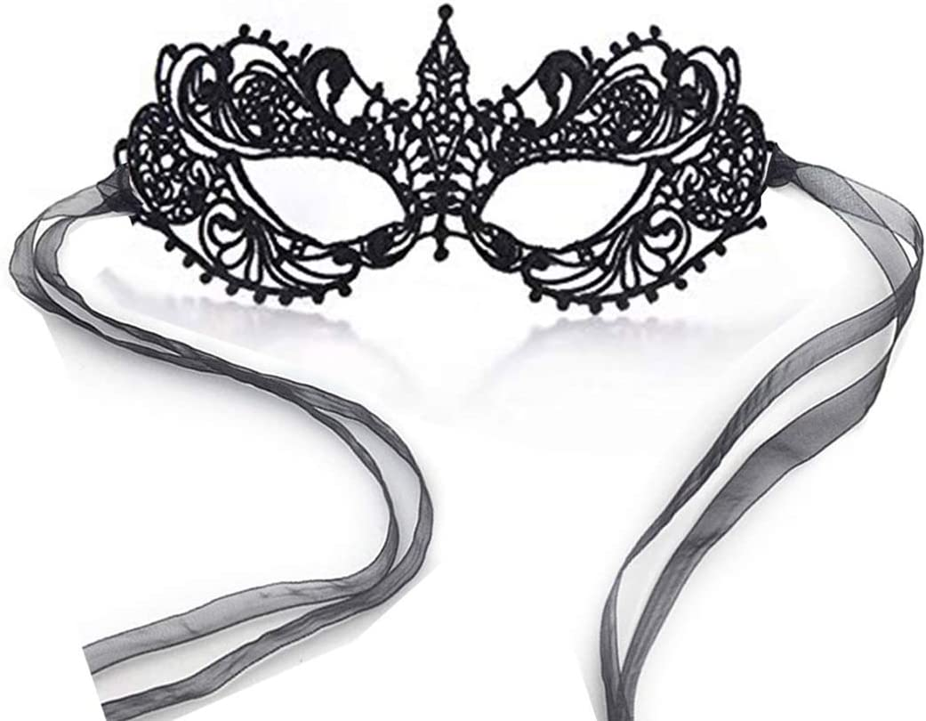 Imapo Masquerade Mask for Women, 2 Pack Mardi Gras Party Lace Masks, Prom Princess Venetian Masks - Black image number 3