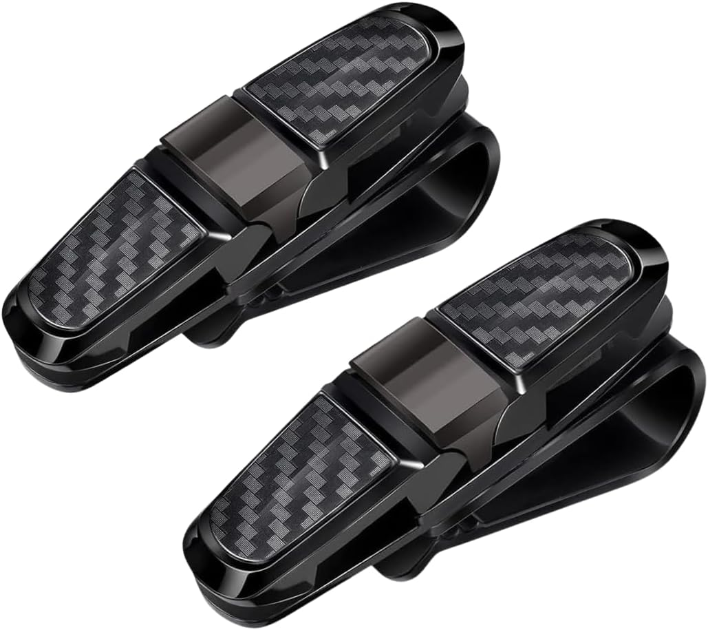 Sunglasses Holders for Car Sun Visor, Glasses Ticket Card Clip Mount Hanger, Double-Ends Clip 180 Degree Rotational Car Visor Accessories