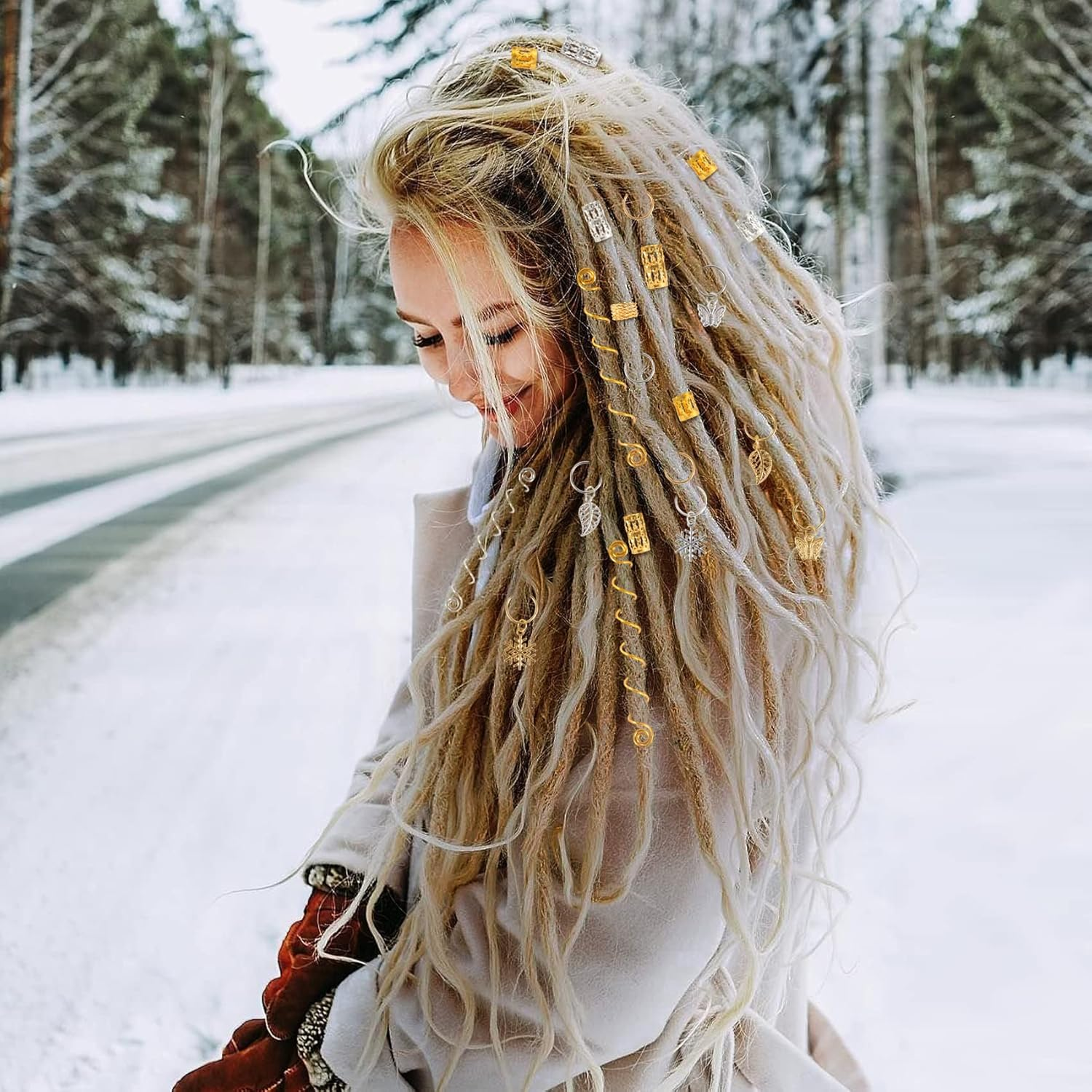 Pack of 180 Dreadlocks Jewellery Hair Rings for Braids Gold Silver Adjustable Metal Braids Jewellery Hair Beads Viking Hair Accessories with Storage Box for Braids Decoration and Hair Extensions