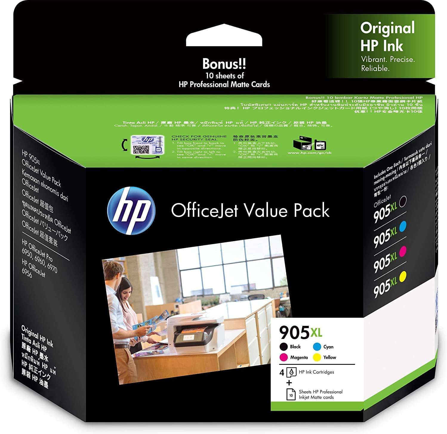 4 Pack HP #905XL Genuine CMYK Ink Cartridges - 825 Yield image number 5