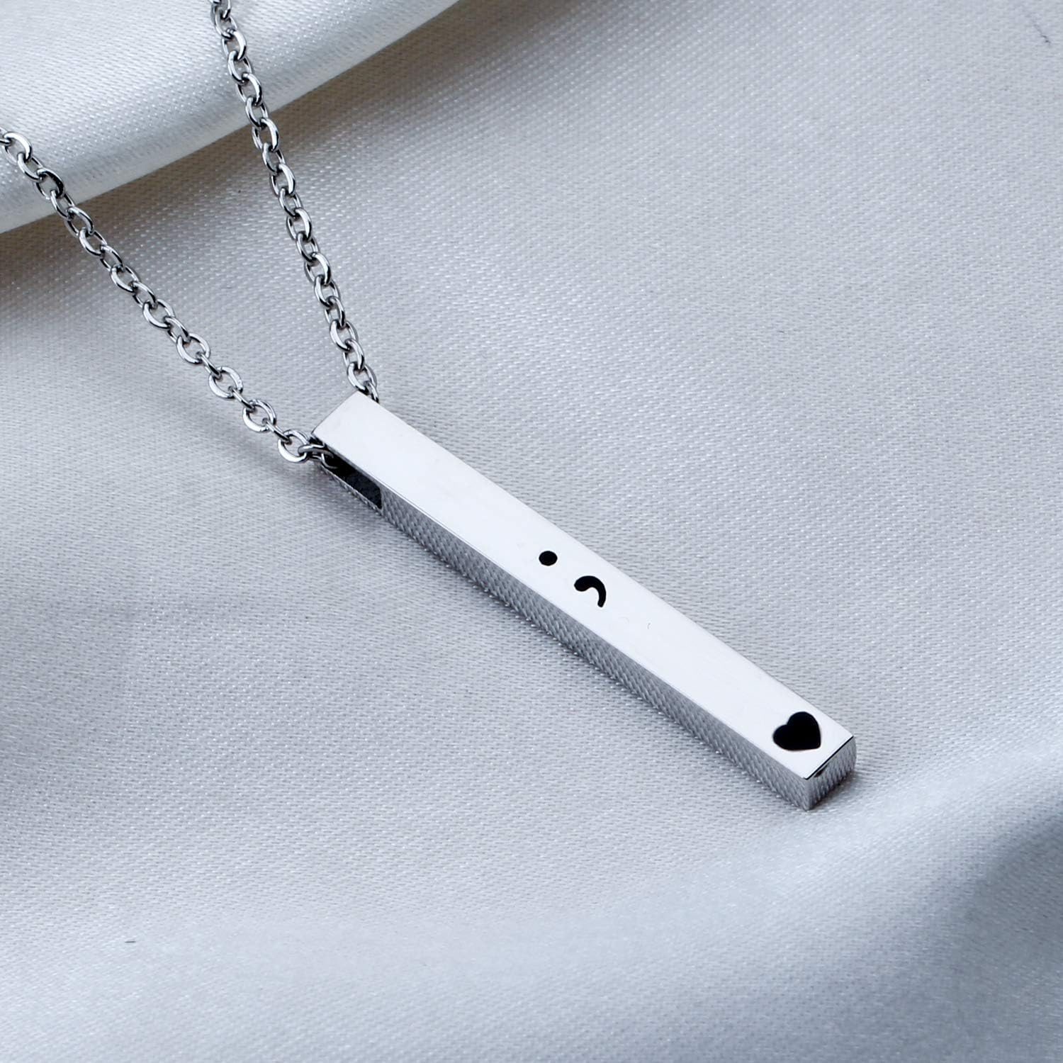 POTIY Semicolon Necklace Suicide Awareness Semicolon Gift My Story Isn'T over yet Depression Suicide Mental Health Awareness Semicolon Inspirational Jewelry image number 3