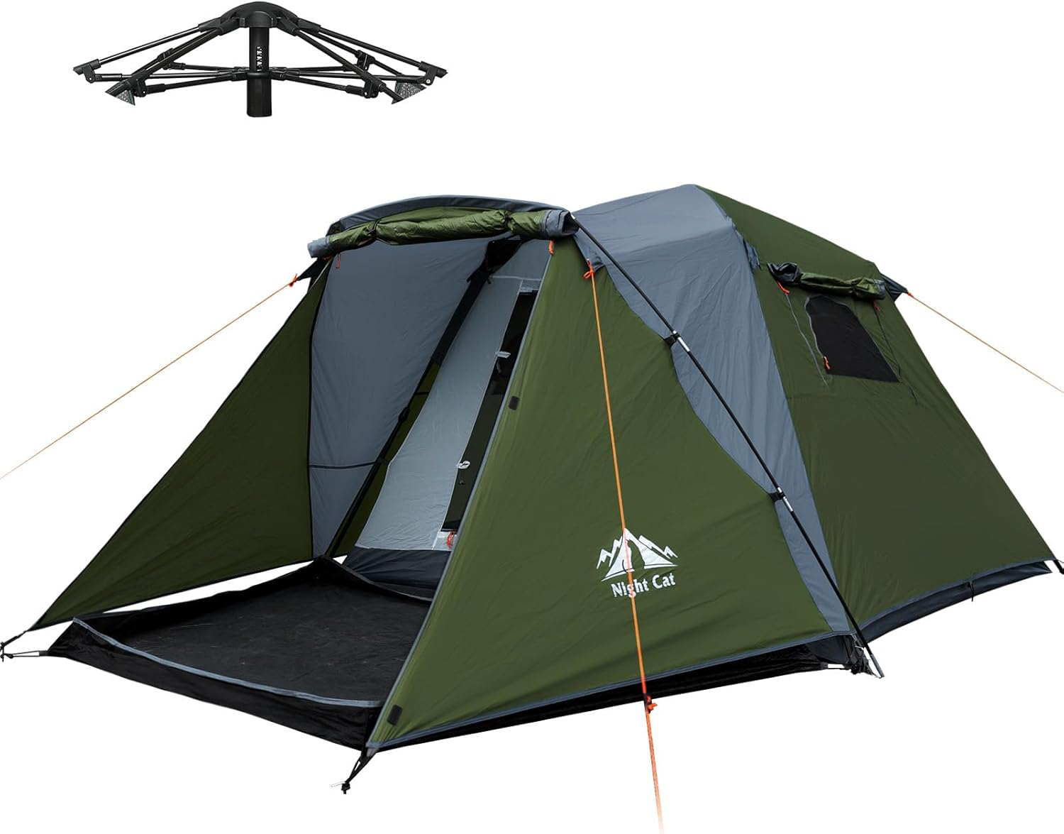 Night Cat Cabin Tent with Vestibule: 3 Persons Pop up Camping Tent Double Layers Easy Quick Setup Waterproof image number 3