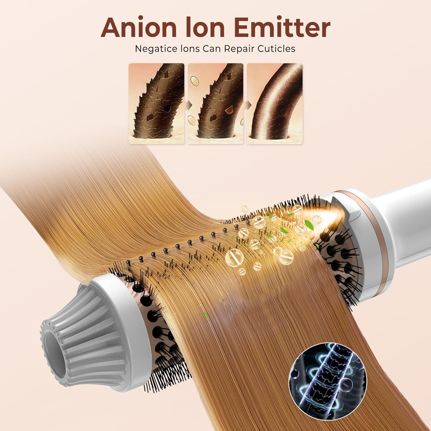 Thermal Brush, 3-In-1 Thermal Brush 38 Mm, LCD Display 120-200&deg;C, Increase Hair Volume, Loose Curls, Straight Hair, Lightweight Compact Size image number 1