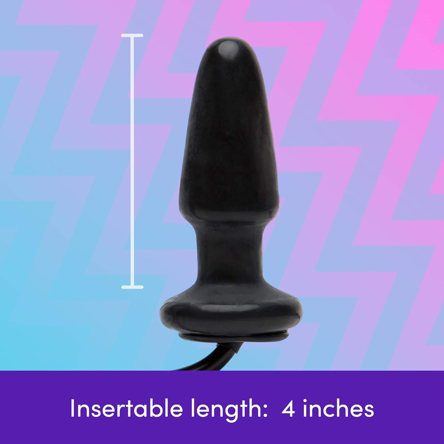 Lovehoney Vibrating Inflatable Butt Plug - 4.5 Inch Butt Plug - Wired Remote Control for Adjustable Anal Stimulation - Easy to Use Anal Bulb Pump - Black image number 1