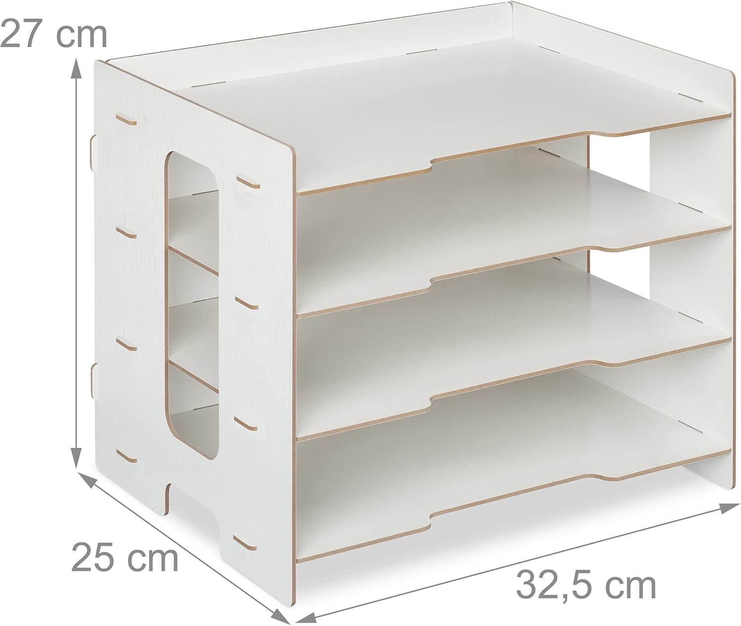 Relaxdays Filing Cabinet, 3 Compartments, Letter Tray, Office Document Organiser, A4 Format, 27 X 32.5 X 25 Cm, White, 100% Fibreboard