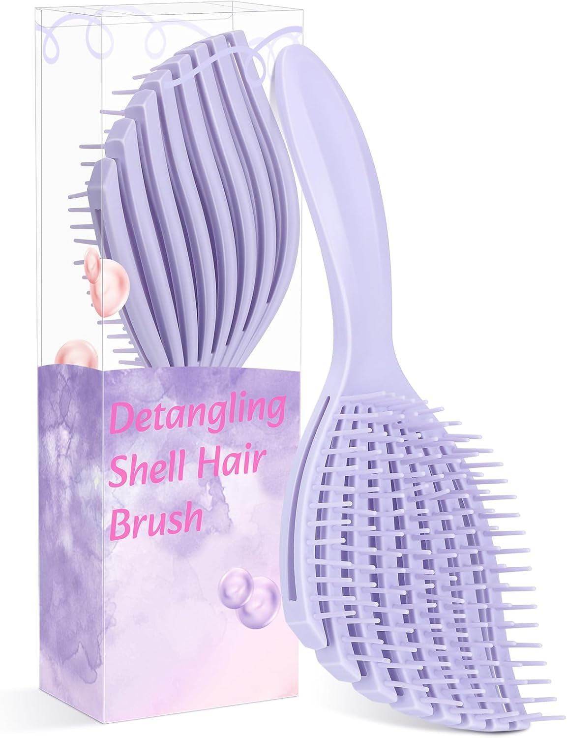 Euqvunn Flexible Purple Hair Brush, Purple Detangle Hair Brush for Wet & Dry Hair, Painless Knot Removal, Soft Rubber Teeth for Scalp Care, Volumizing for Thin/Fine Hair image number 4