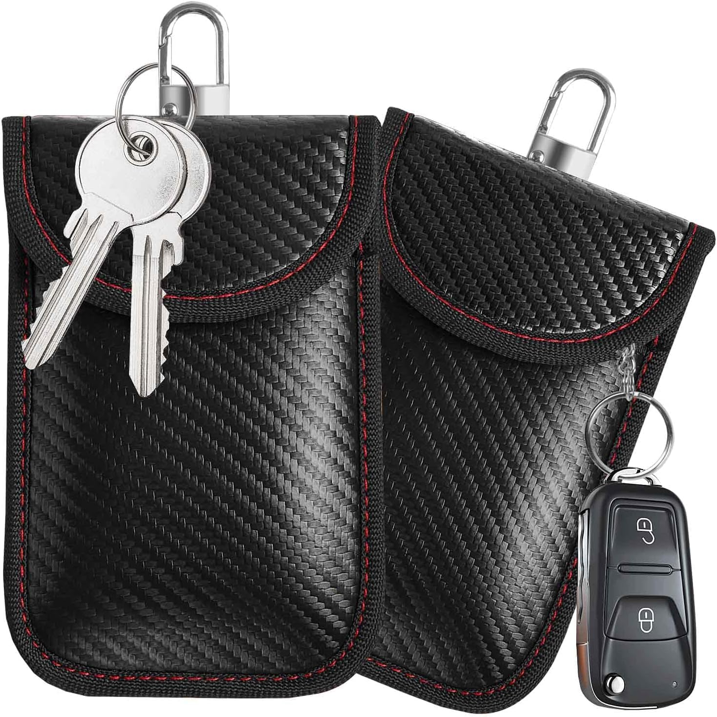 2 Pack Faraday Pouch for Car Keys, Faraday Bag, Car RFID Signal Blocking Holder, Key Fob Protector, Key Fob Cage Block Signal Anti-Theft Car Security Fob Case Cage (Medium) image number 2