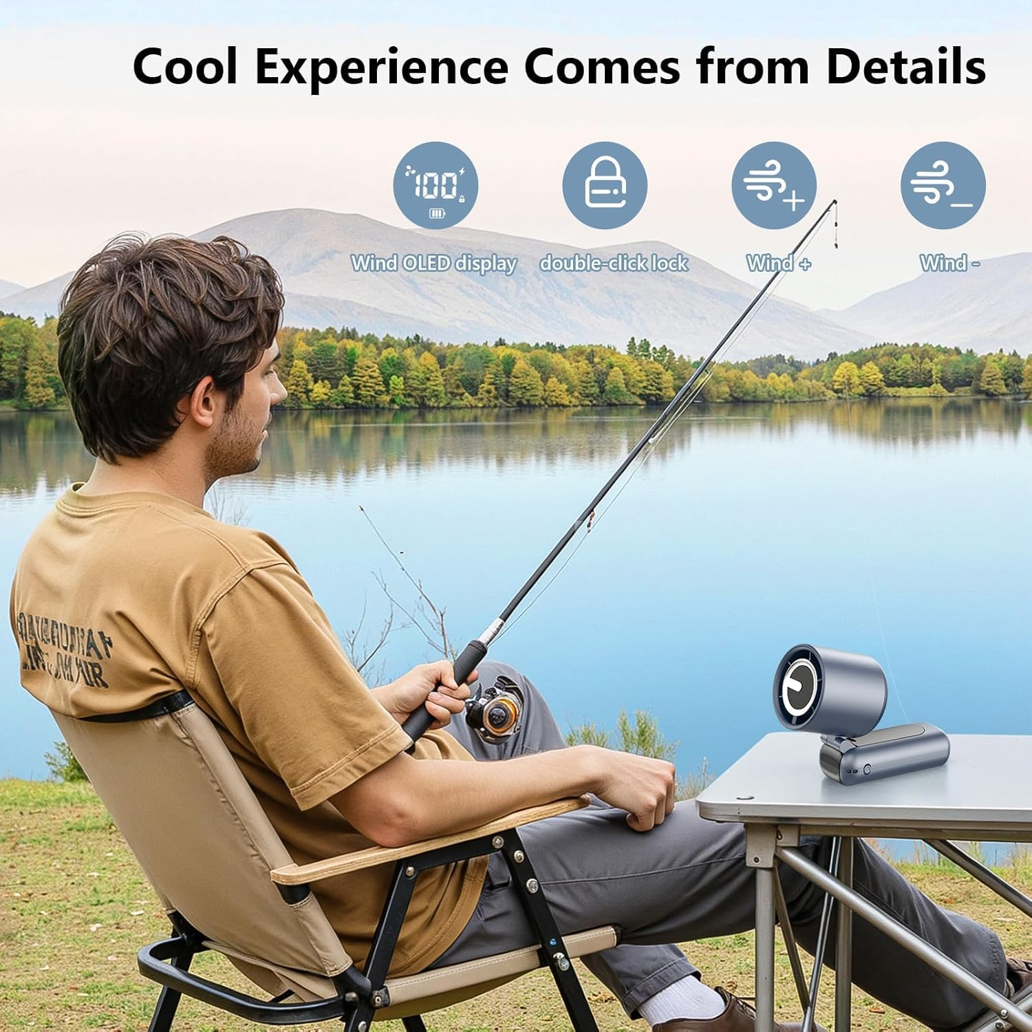 Portable Handheld Turbo Fan with 4000Mah Rechargeable Battery, 1-100 Adjustable High Speeds, AI Digital Display & Anti-Touch Lock, 20000RPM Foldable Handheld Fans for Outdoor, Travel, Home, Make Up image number 1