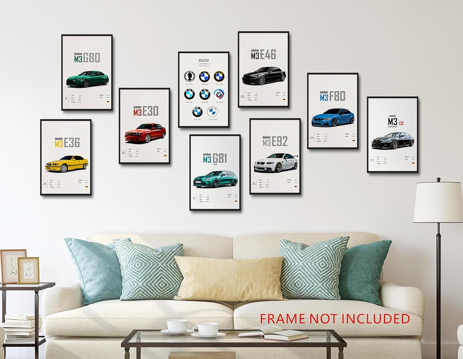 Dazongweihan 9Pcs Super Car Posters for Boys Room, Racing Car Wall Art for Men Guys, Sports Car Wall Decor, Race Cars Pictures Wall Decor for Bedroom Dorm Man Cave (Unframe,8X12Inch) (R1) image number 4