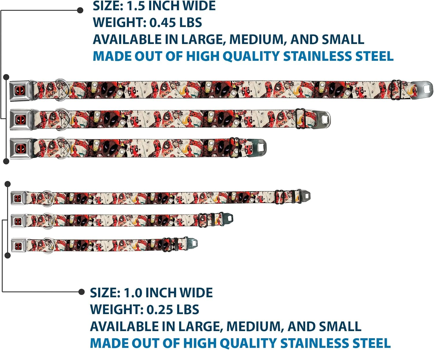 Buckle-Down Seatbelt Buckle Dog Collar - Deadpool Shooting/Targets - 1.5" Wide - Fits 18-32" Neck - Large