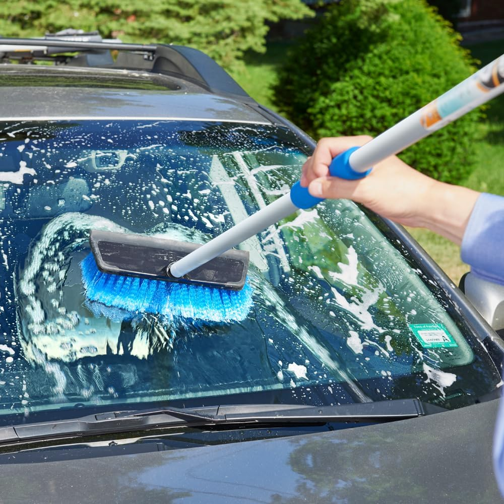 Unger Professional Hydropower 10&rdquo; Bi-Level Soft Brush with Squeegee &ndash; Compatible with Waterflow Poles, Cleaning Brush, Squeegee for Water Removal, Great for Patio, Windows, Siding, Cars & Boats image number 2