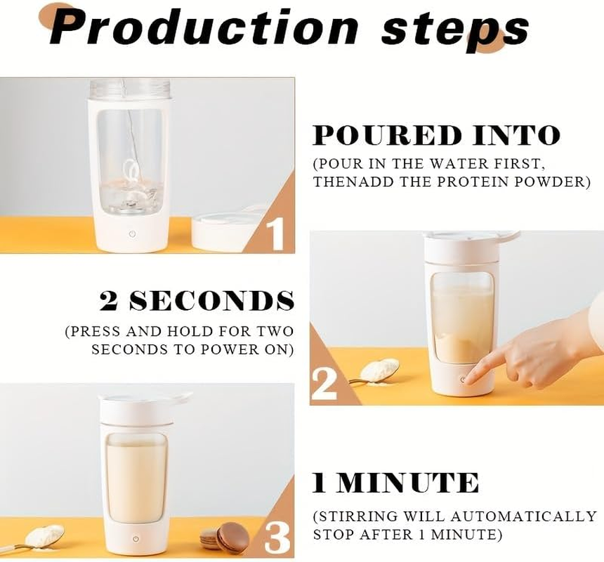 Electric Protein Shaker Bottle, 650Ml Portable Mixer Cup/Usb Rechargeable Shaker Cups for Shakes and Meal Replacements (Black) image number 6