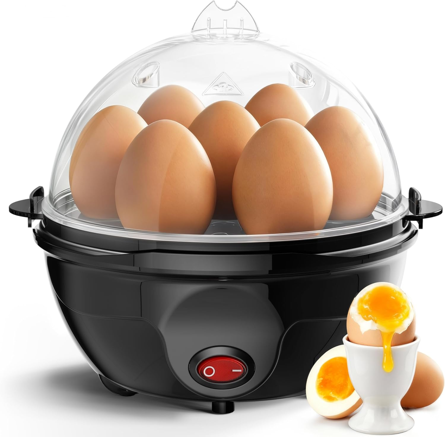 Billord Egg Cooker - Boiler Rapid Electric Egg Steamer, Cooks 7 Eggs Hard Medium Soft Boiled Poacher, One-Button Operation, Quick and Efficient, Foolproof Cooking, Compact and Easy to Clean, BPA Free