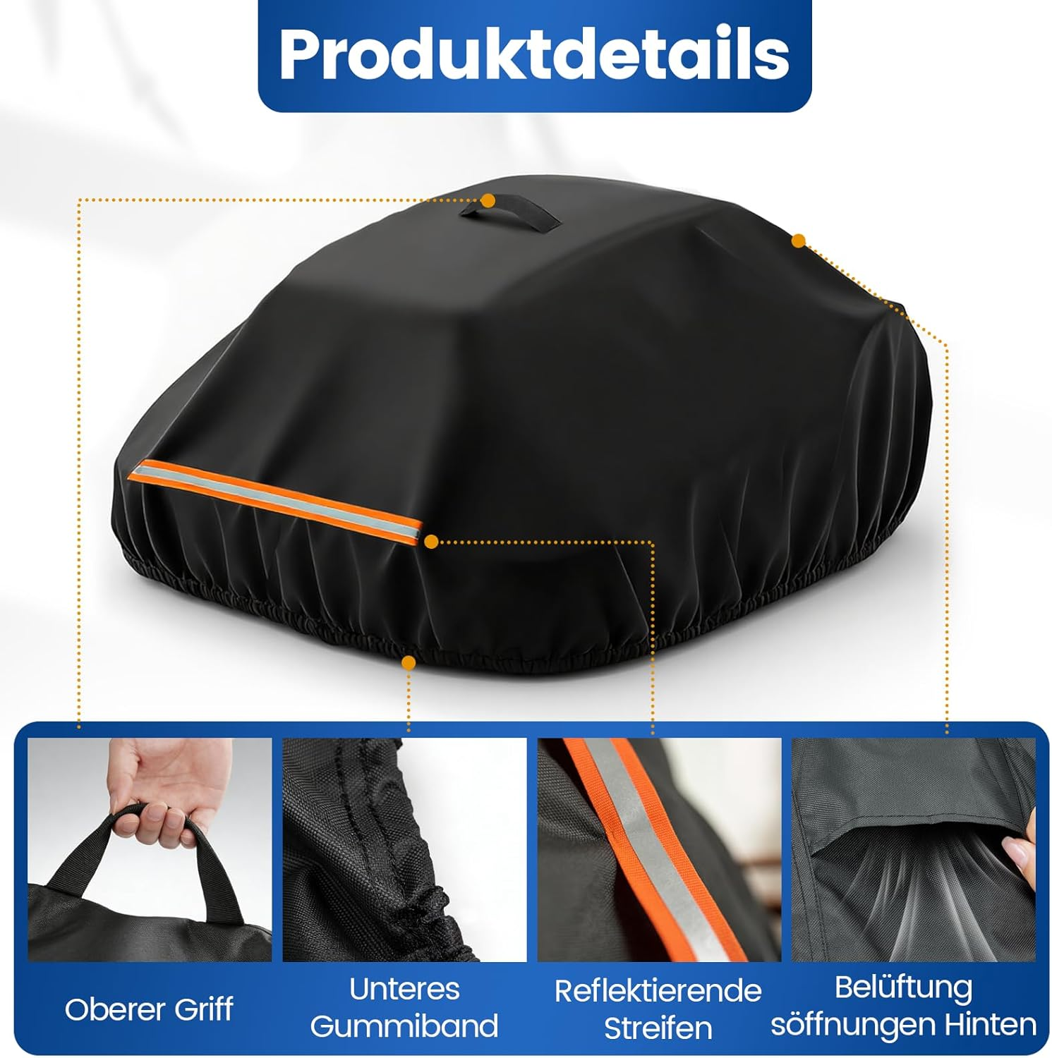 Fenghome Cover for Robotic Lawnmower, Wireless Automatic Lawn Robot, Waterproof Protective Cover, Protective Cover for YUKA Mini 500/700 Robotic Lawnmower, with Buckle Strap and Handles, 56 X 43 X 31 image number 3