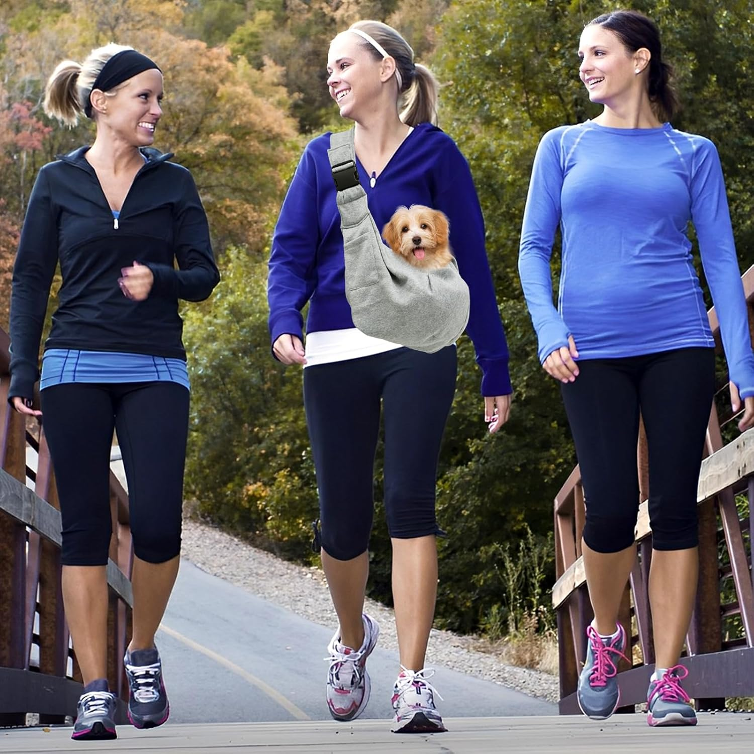 Dog Sling Carrier Pet Sling Carrier with Adjustable Strap Dog Sling Carrier Bag with Front Pocket Breathable Pet Carrier Bag for Puppy Small Dog Cat Hands Free Pet Carrier Sling Bag for Outdoor Travel image number 3