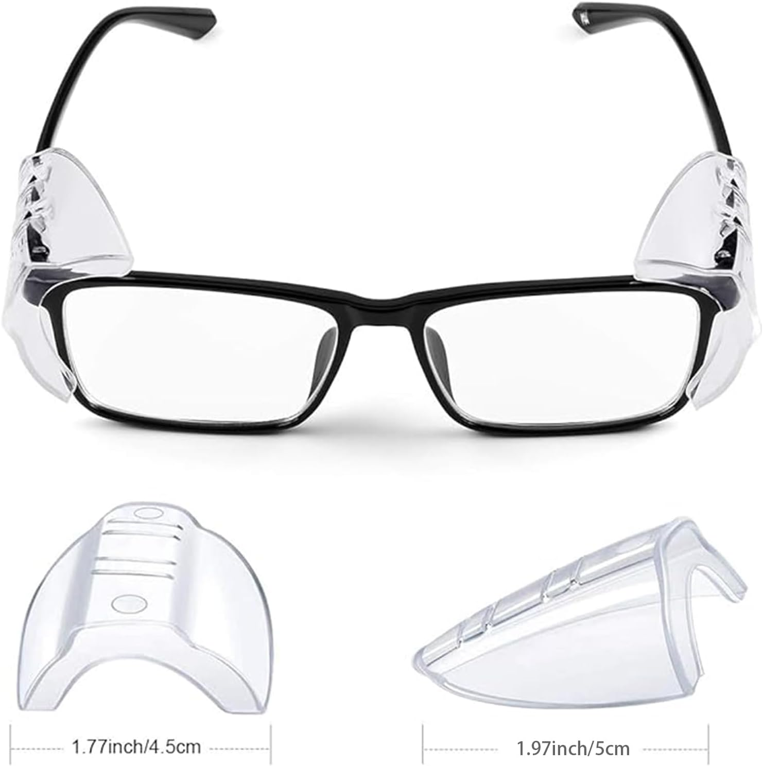 Mizoxy 2 Pairs Safety Eyeglass Side Shields, Slip-On Clear Protection for  Glasses, Fits Small to Medium Eyewear for Added Safety