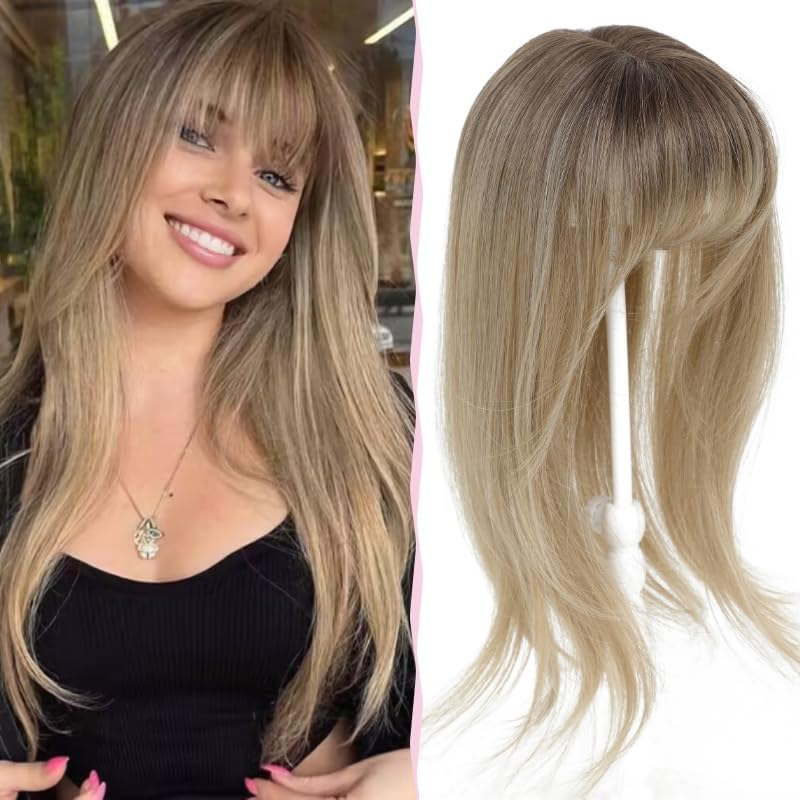 Nexyshe Hair Topper 18 Inch Hair Toppers for Thinning Hair Natural Straight Hair Pieces with Bangs Fake Hair for Ladies with 4''X5'' Base Size