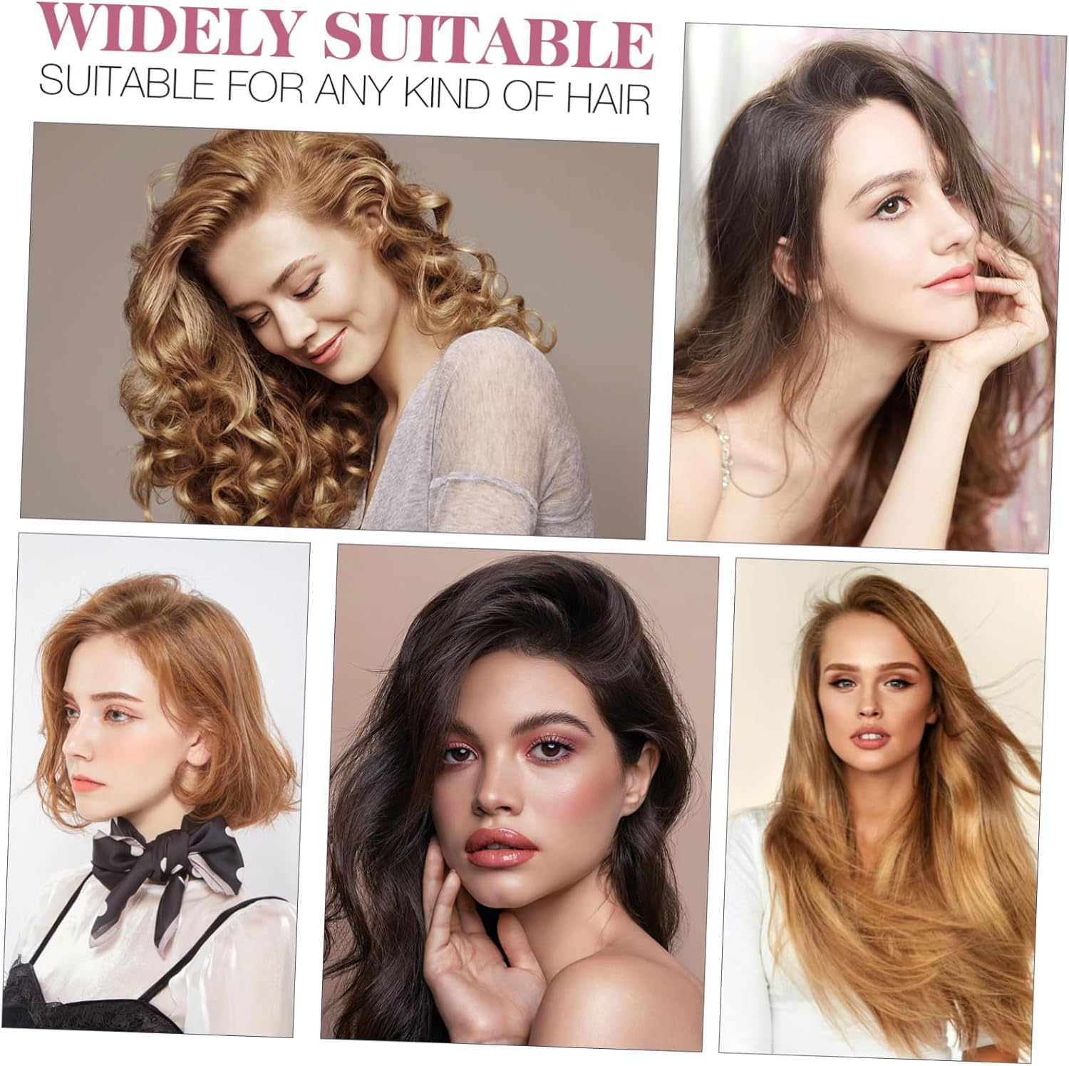 DEARMAMY 10Pcs Pink Hair Rollers for Bangs and Volume Root Clips for Curly Hair Self-Adhesive Roller Jaw Clamps and Sectioning image number 3