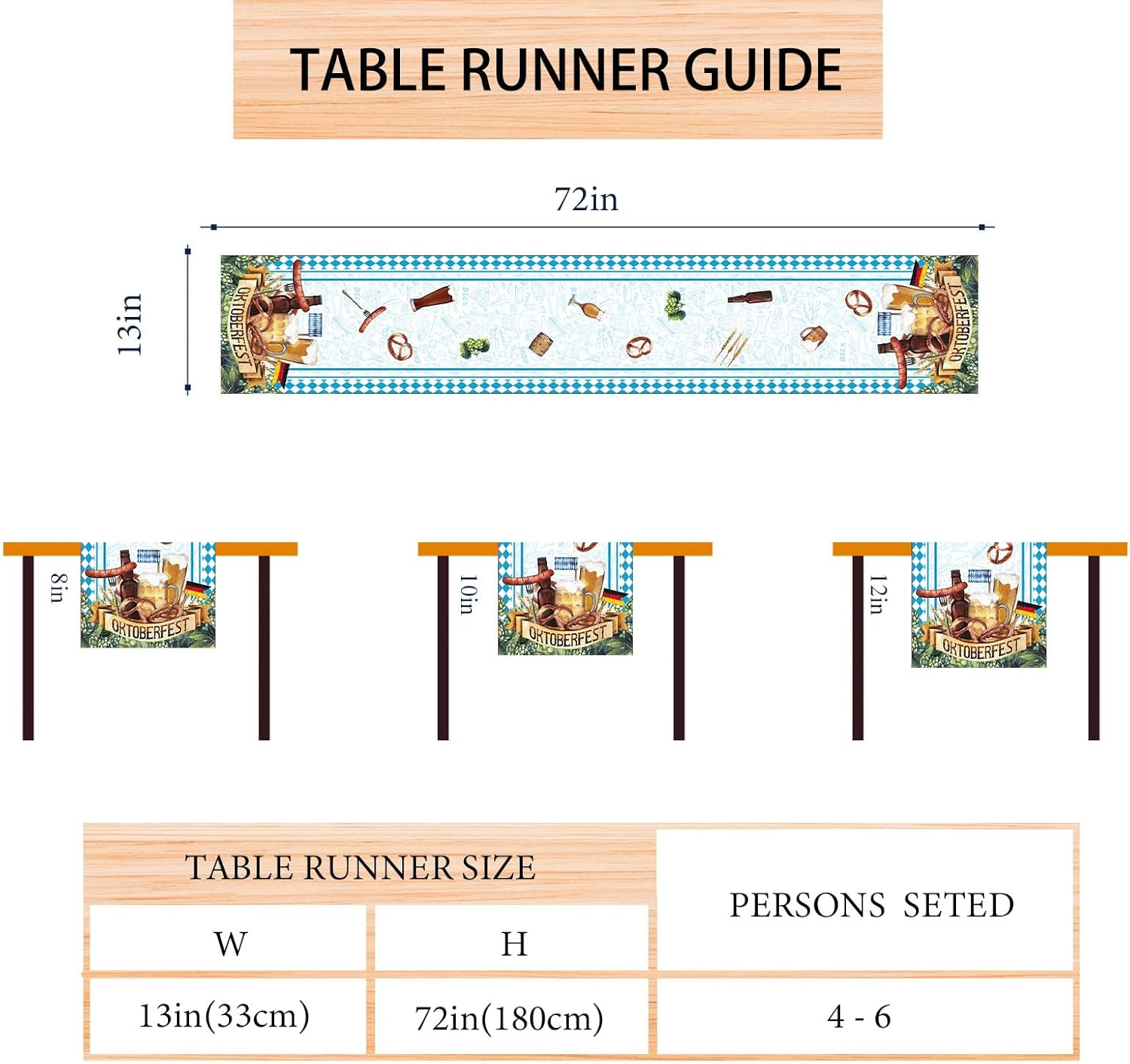 Linen Oktoberfest Table Runner 72 Inches Long Octoberfest Tablecloth German Bavarian Octoberfest Beer Party Decorations and Supplie for Home image number 1