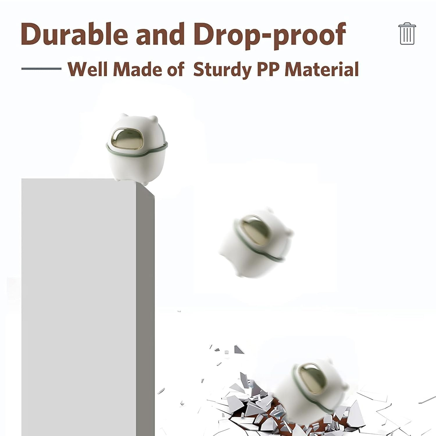 Benshukam Mini Desk Trash Can Flip Countertop Garbage Bin Small Trash Can Bathroom Trash Cans with Lids for Kitchens, Offices, Waste Basket for Dressing Table (Green) image number 3