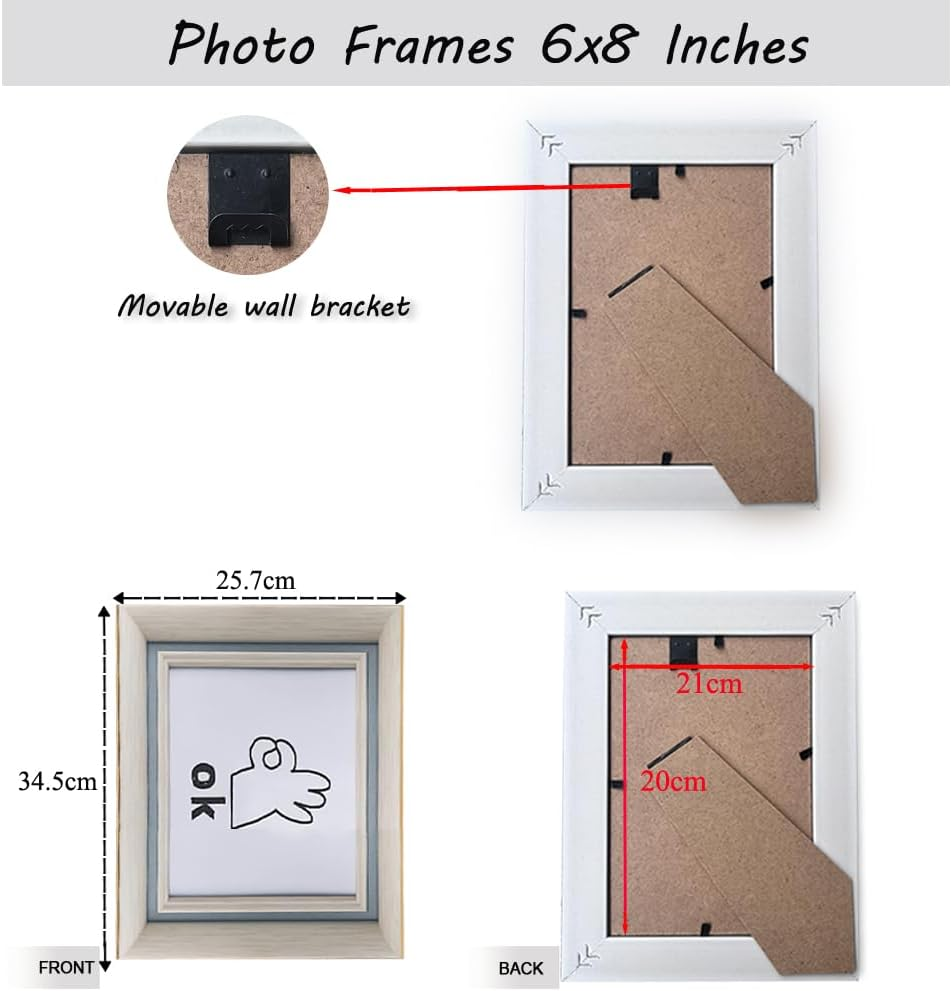 2 Pack Photo Frames 6 X 8 Picture Frame,Wall Hange and Table Decor for Home,Office,Gallery（Blue White） image number 6