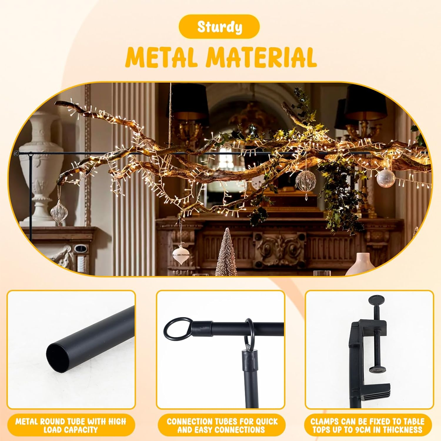 DJAPWPX Adjustable Table Arch, Hanging Metal over the Table Rod Stand, Easy to Install Use Adjustable Table Arch, Hanging Safe Secure over the Table Rod Stand Suitable for Parties image number 4