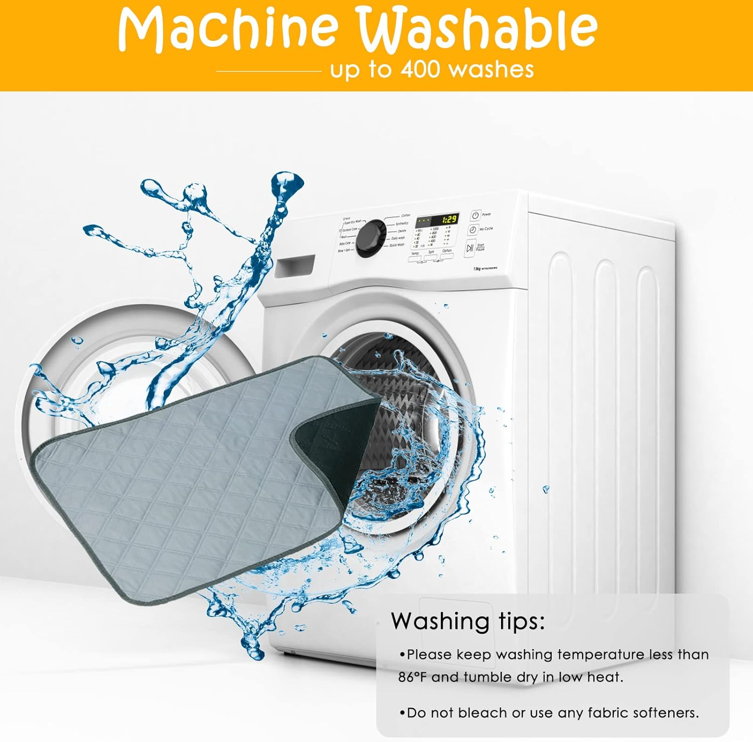 Guinea Pig Cage Liners, Washable Bedding, Super Absorbent, Waterproof, Non-Slip, Reusable, Gray image number 6