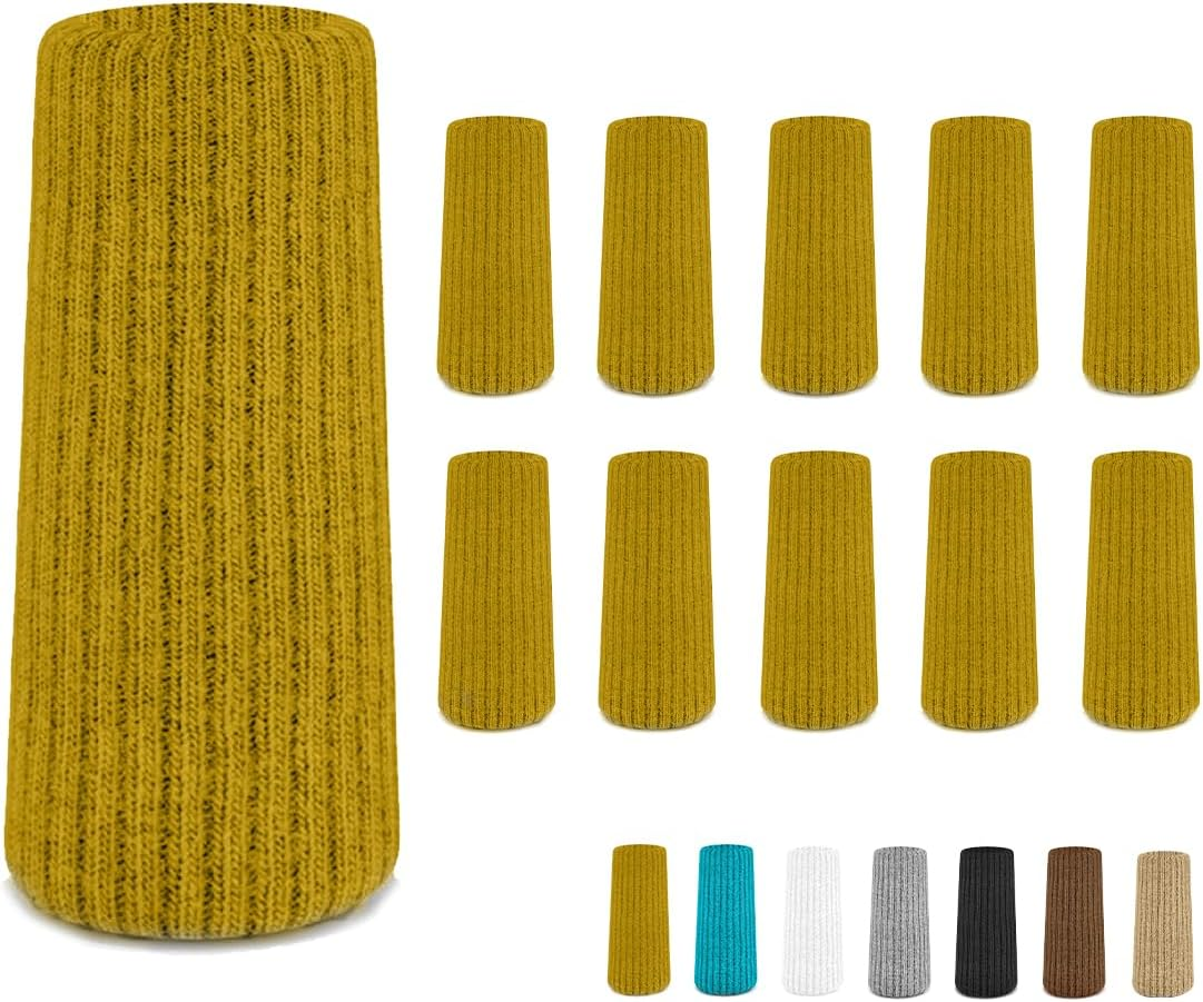 32 Pcs Brown Premium Chair Leg Socks Protectors for Hardwood Floors - Do Not Easily Fall off - Very Easy to Put on - Fits All Leg Shapes - High Elastic Bar Stool Leg Covers - Furniture Pads