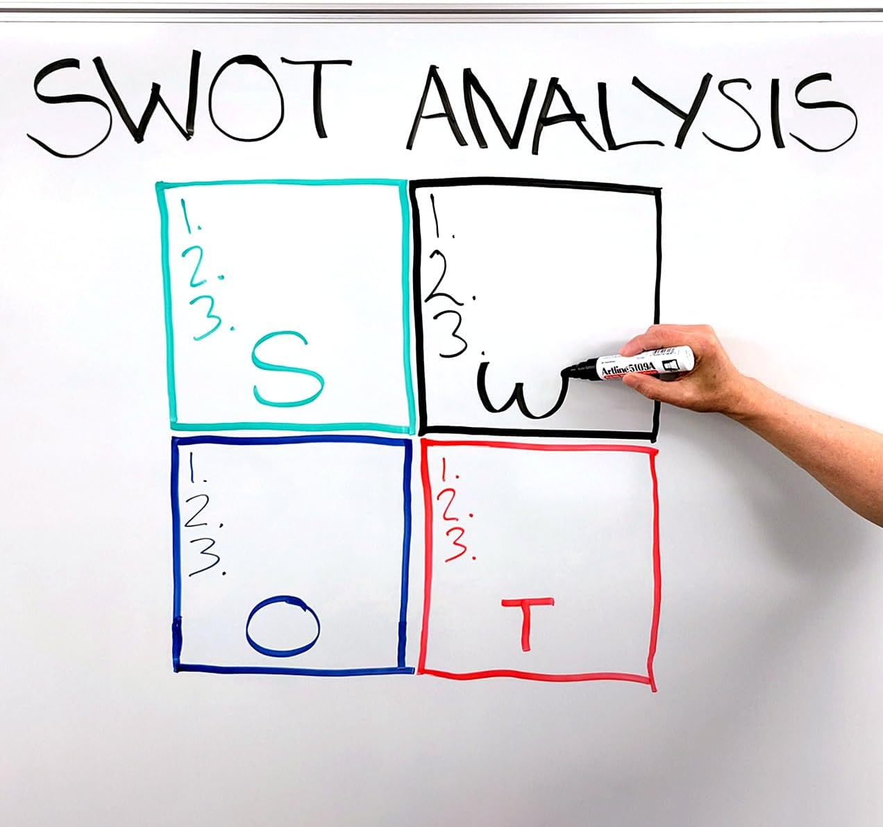 Artline 5109A Big NIB Extra Large Jumbo Dry Erase Whiteboard Markers (Black Pack of 6) image number 1