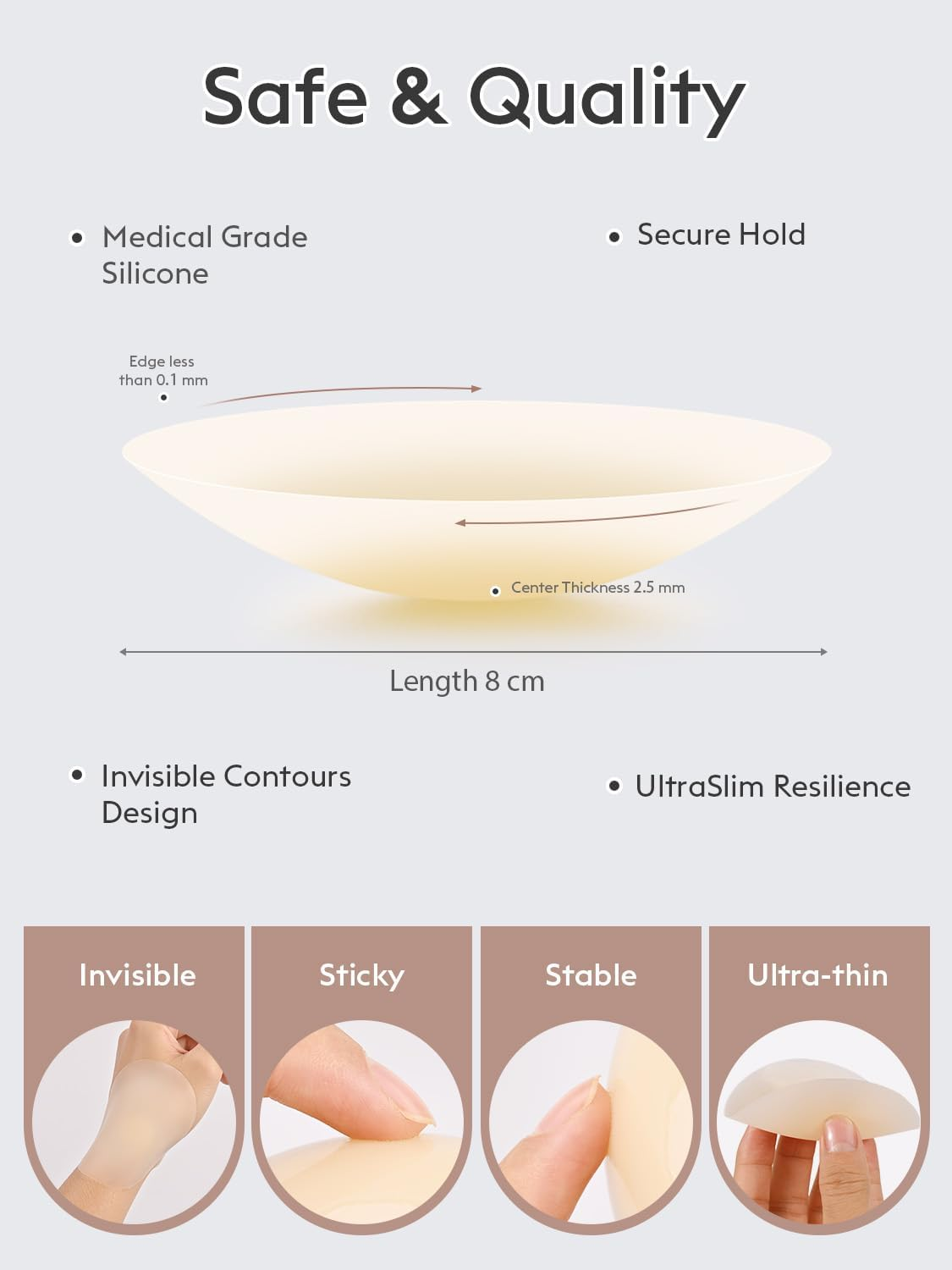 Nipple Covers for Women, 4 Pairs Nipple Covers, Adhesive Silicone Pasties, Reusable Sticky Bra, Nipple Covers No Show with Travel Box image number 3