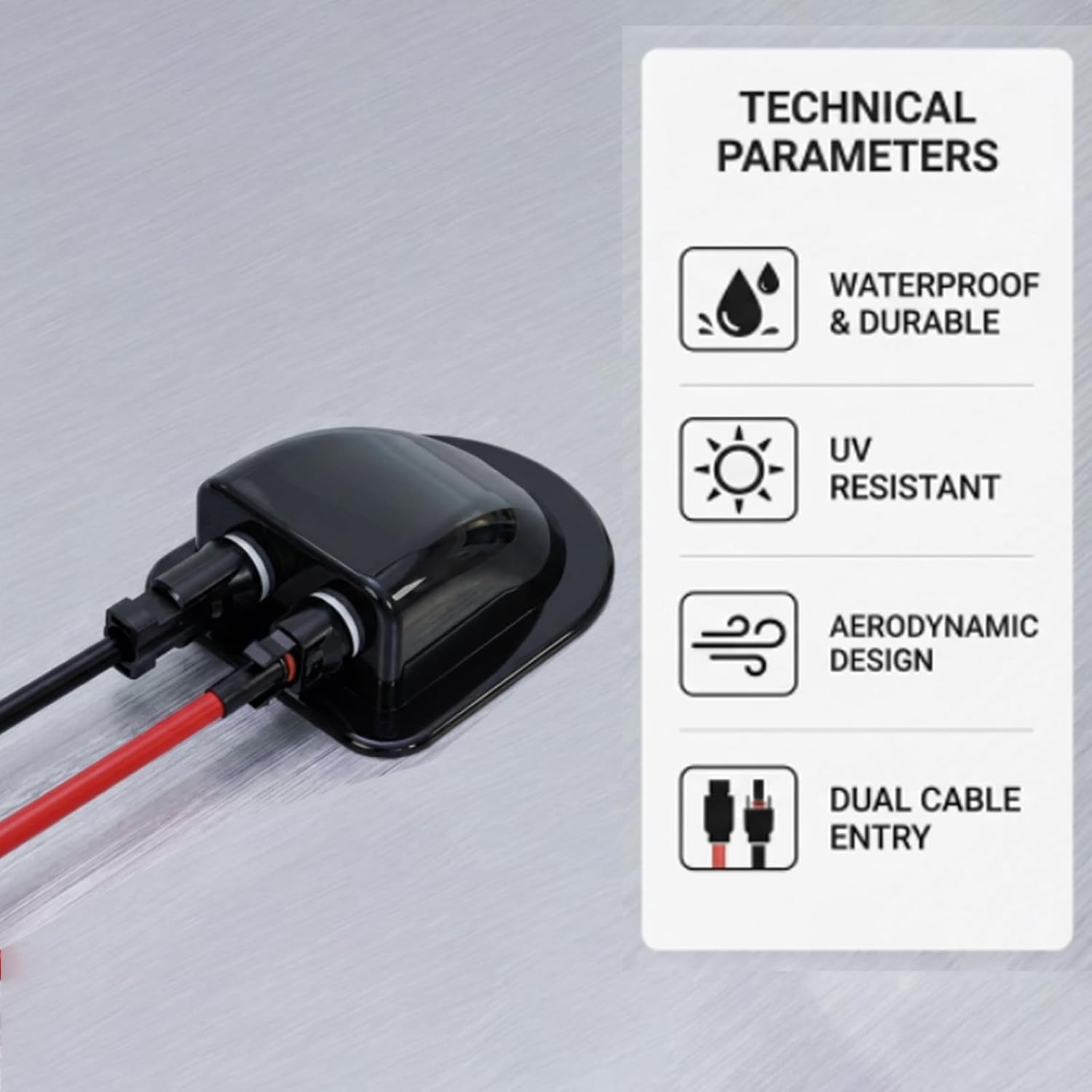 FARLINK Waterproof Solar Cable Box, ABS Solar Double Cable Entry Gland, IP68 Junction Box for Solar Panels, Boats, Yachts, Roofs (Black) image number 2