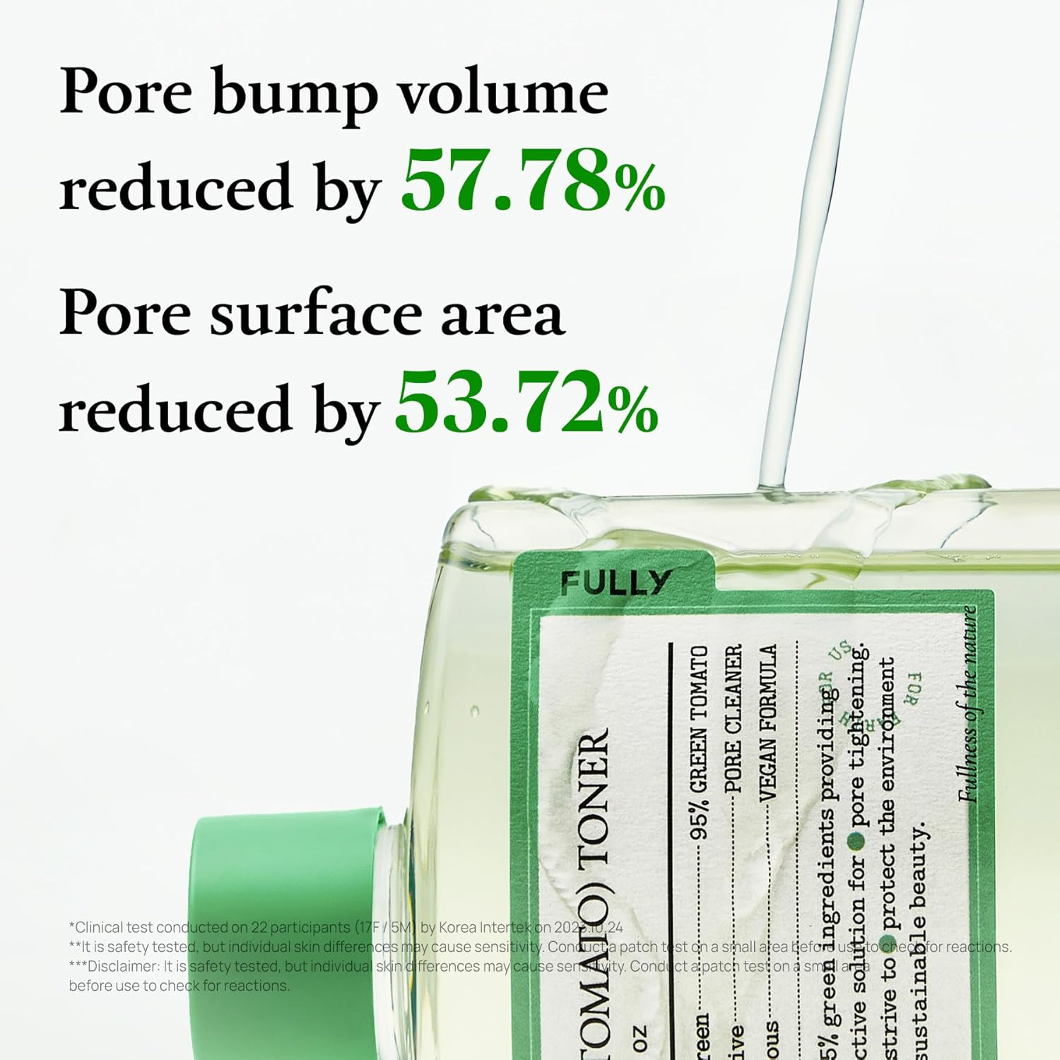 FULLY Green Tomato Toner, Pore Tightening with 95% Green Tomato Extract and VIT C, Skin Soothing and Hydrating, Fragrance Free, Vegan & Dermatologically Tested, 250Ml image number 5