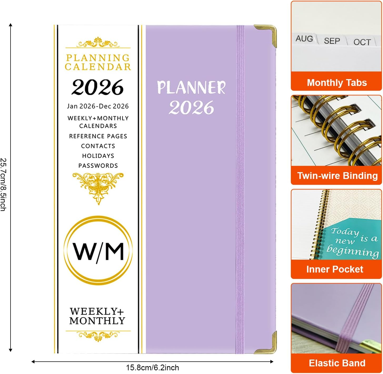 2026 Planner and Diary with Sticker - COZY CORE Weekly and Monthly Planner Spiral Bound, January 2026 - December 2026, Hardcover Planner with Monthly Tabs, Inner Pocket, Perfect for School Home Office - Navy Blue image number 3