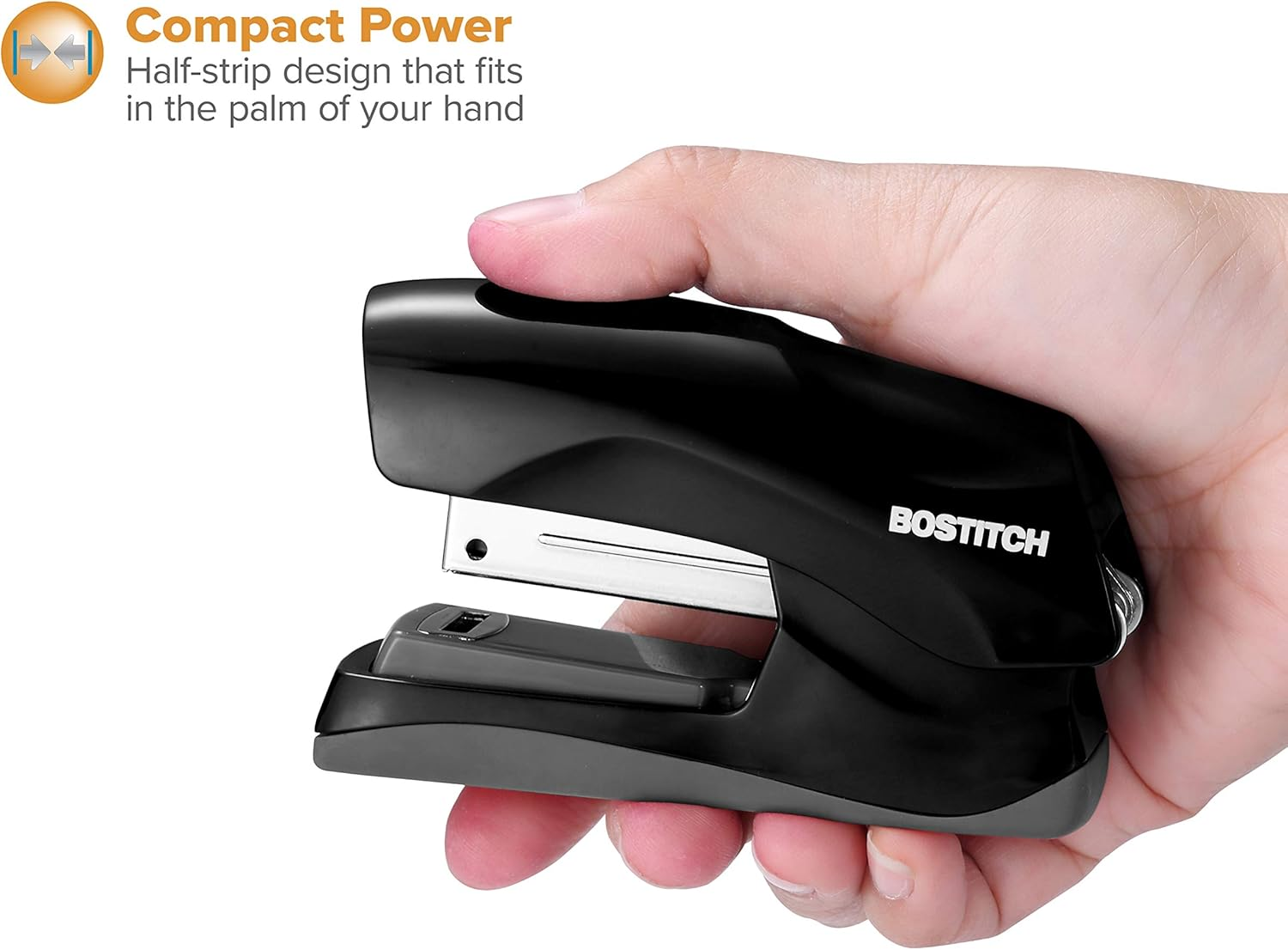 Bostitch Heavy Duty Stand up Stapler, Black, 40 Sheet Capacity with 5000 Staples, Small Stapler Size, Fits into the Palm of Your Hand image number 6
